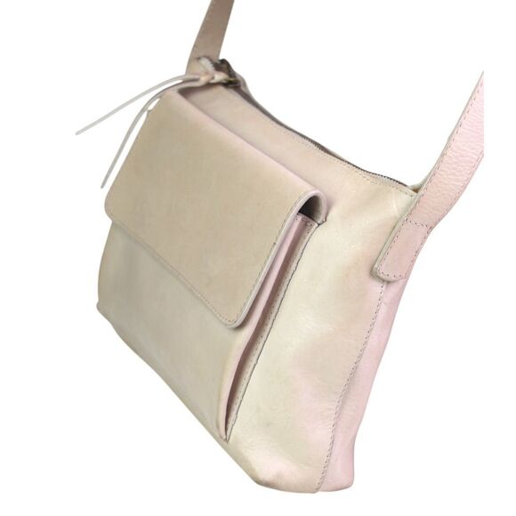 ABLE BRAZIL BEIGE REAL LEATHER ZIP TOP X-BODY PURSE SHOULDER BAG HANDBAG - Picture 4 of 16